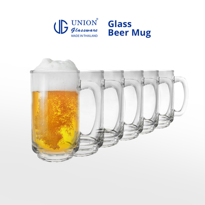UNION GLASS Thailand Premium Clear Glass Beer Mug  Beer Lovers 380ml Set of 6