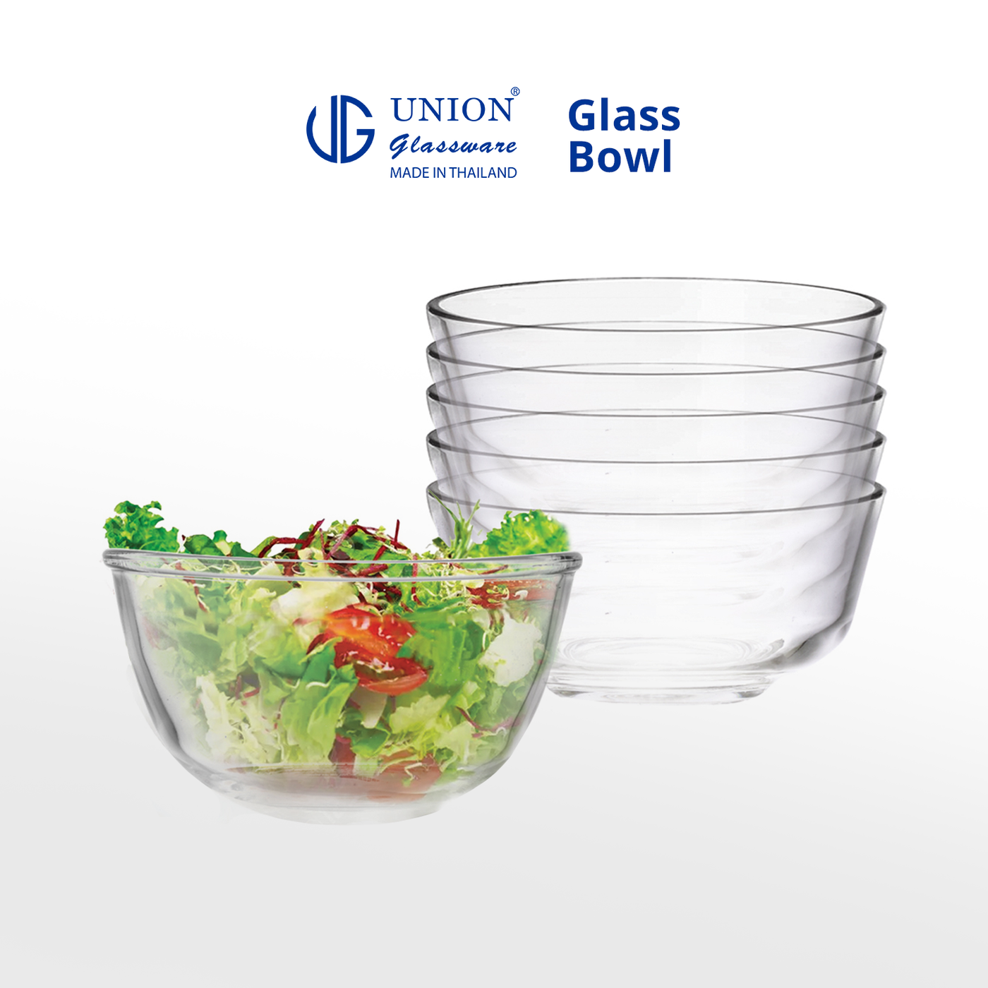 UNION GLASS Thailand Premium Clear Glass Bowl 325 ml | 4.5 oz | 4.5" Set of 6