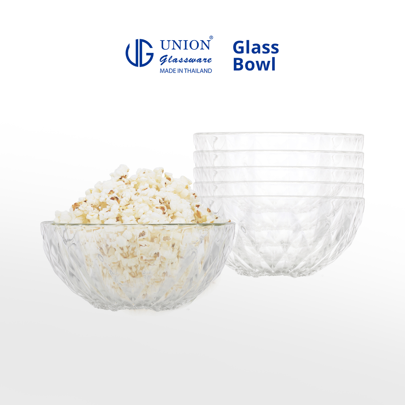 UNION GLASS Thailand Premium Clear Glass Bowl 1600 ml | 8 oz | 8" Set of 6