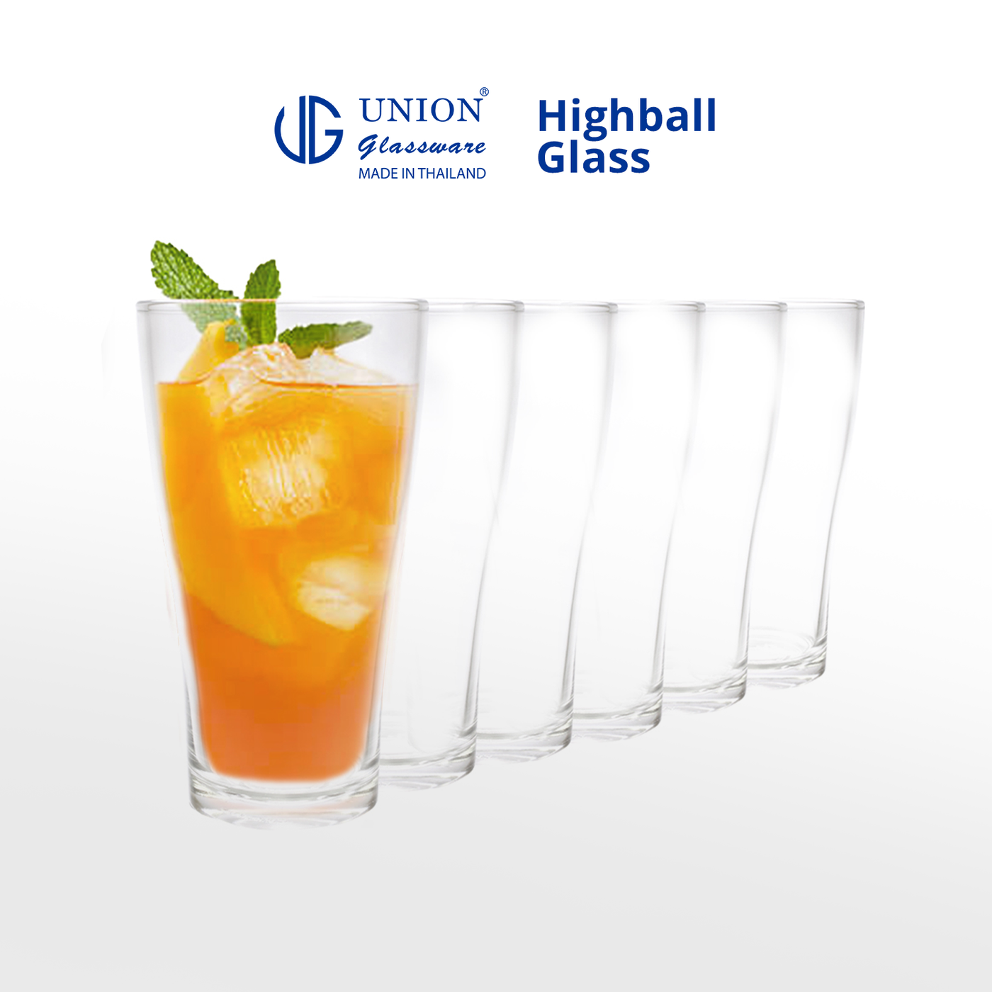 UNION GLASS Thailand Premium Clear Glass Highball Glass 260ml Set of 6