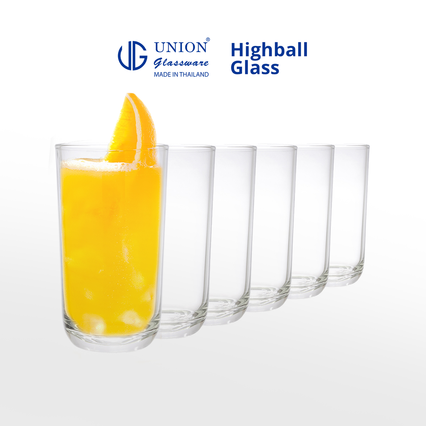 UNION GLASS Thailand Premium Clear Glass Highball Glass 280ml Set of 6