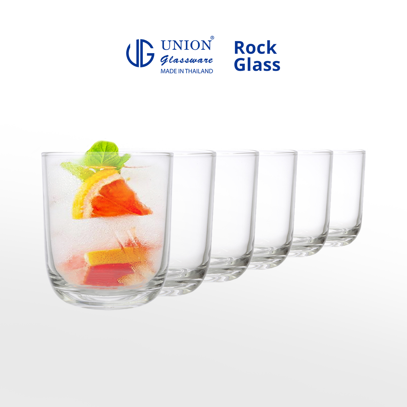 UNION GLASS Thailand Premium Clear Rock Glass Water 295ml Set of 6