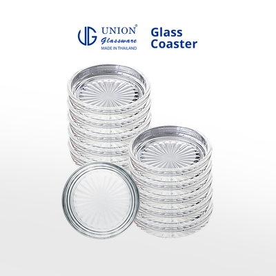 UNION GLASS Thailand Premium Clear Glass Coaster 3.25" 50ml Set of 12