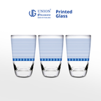 UNION GLASS Thailand Premium Printed Glass Limited Edition Design Water, Juice, Soda Glass 445ml | 16oz Set of 3