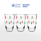 UNION GLASS Thailand Premium Printed Glass Limited Edition Design Water, Juice, Soda Glass 445ml | 16oz Set of 3
