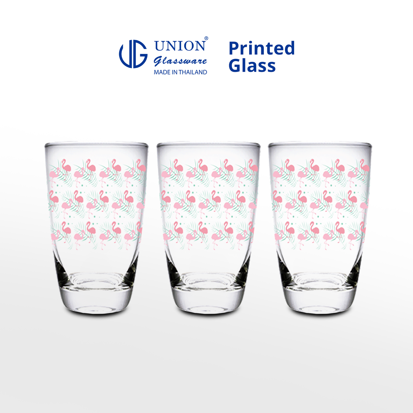 UNION GLASS Printed Glass Limited Edition Design Water, Juice, Soda Glass 360ml | 13oz [Set of 3]