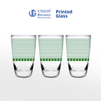 UNION GLASS Thailand Premium Printed Glass Limited Edition Design Water, Juice, Soda Glass 445ml | 16oz Set of 3