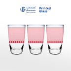 UNION GLASS Thailand Premium Printed Glass Limited Edition Design Water, Juice, Soda Glass 445ml | 16oz Set of 3