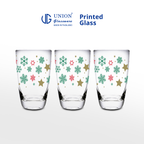 UNION GLASS Thailand Premium Printed Glass Limited Edition Design Water, Juice, Soda Glass 445ml | 16oz Set of 3