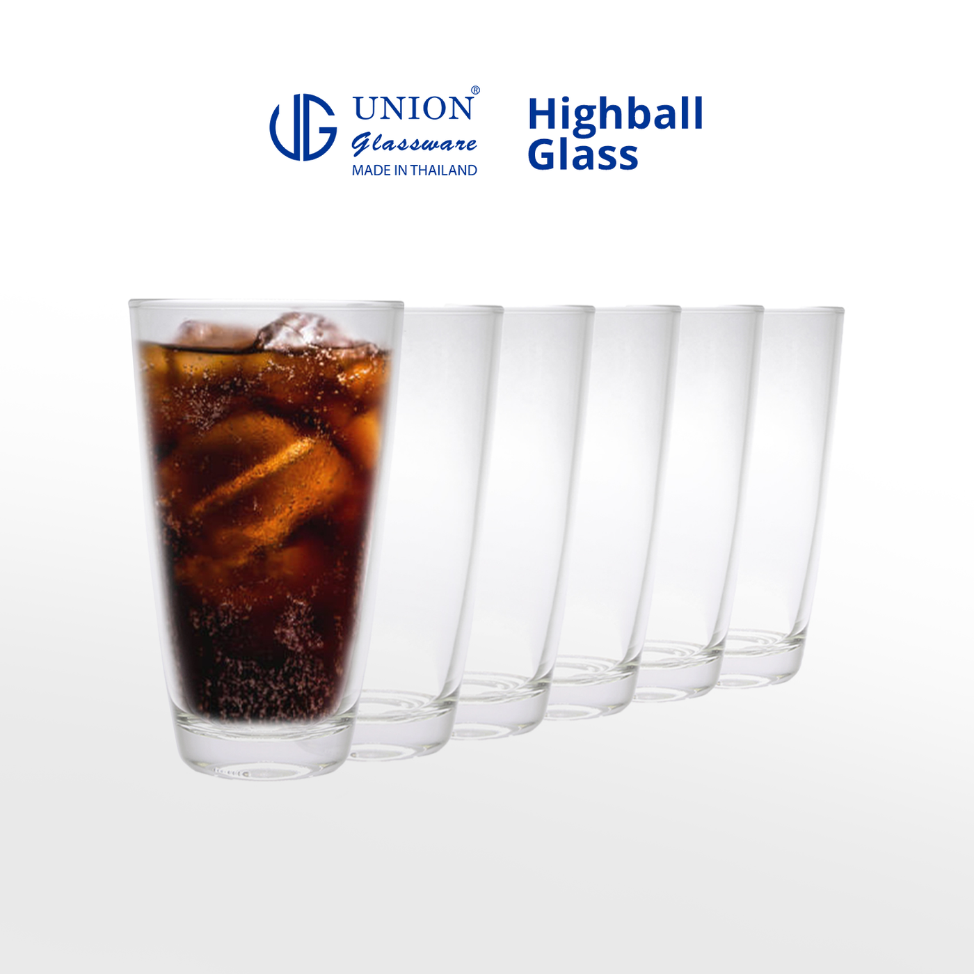 UNION GLASS Thailand Premium Clear Glass Highball Glass 445ml Set of 6