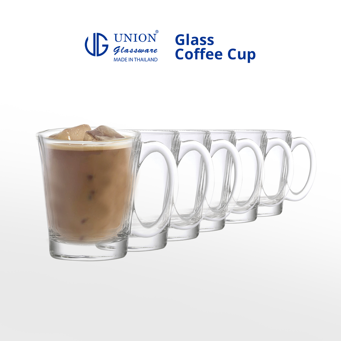 UNION GLASS Thailand Premium Clear Glass Cup Coffee, Tea, Hot Chocolate, Milk 305ml
