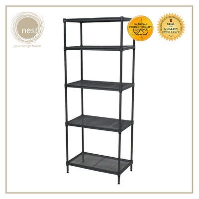 Nest Design Lab Premium | Heavy duty | Durable Mini Steel Rack Multi-purpose Black Amazing Gift Idea For Any Occasion! 5 Layer 80 x 40 x 14.9 cm
