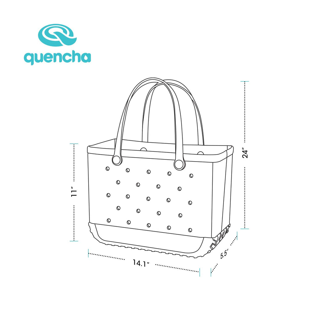 Quencha Heavy-Duty Rubber Tote Bag Waterproof Utility & Grocery Bag Washable EVA Material