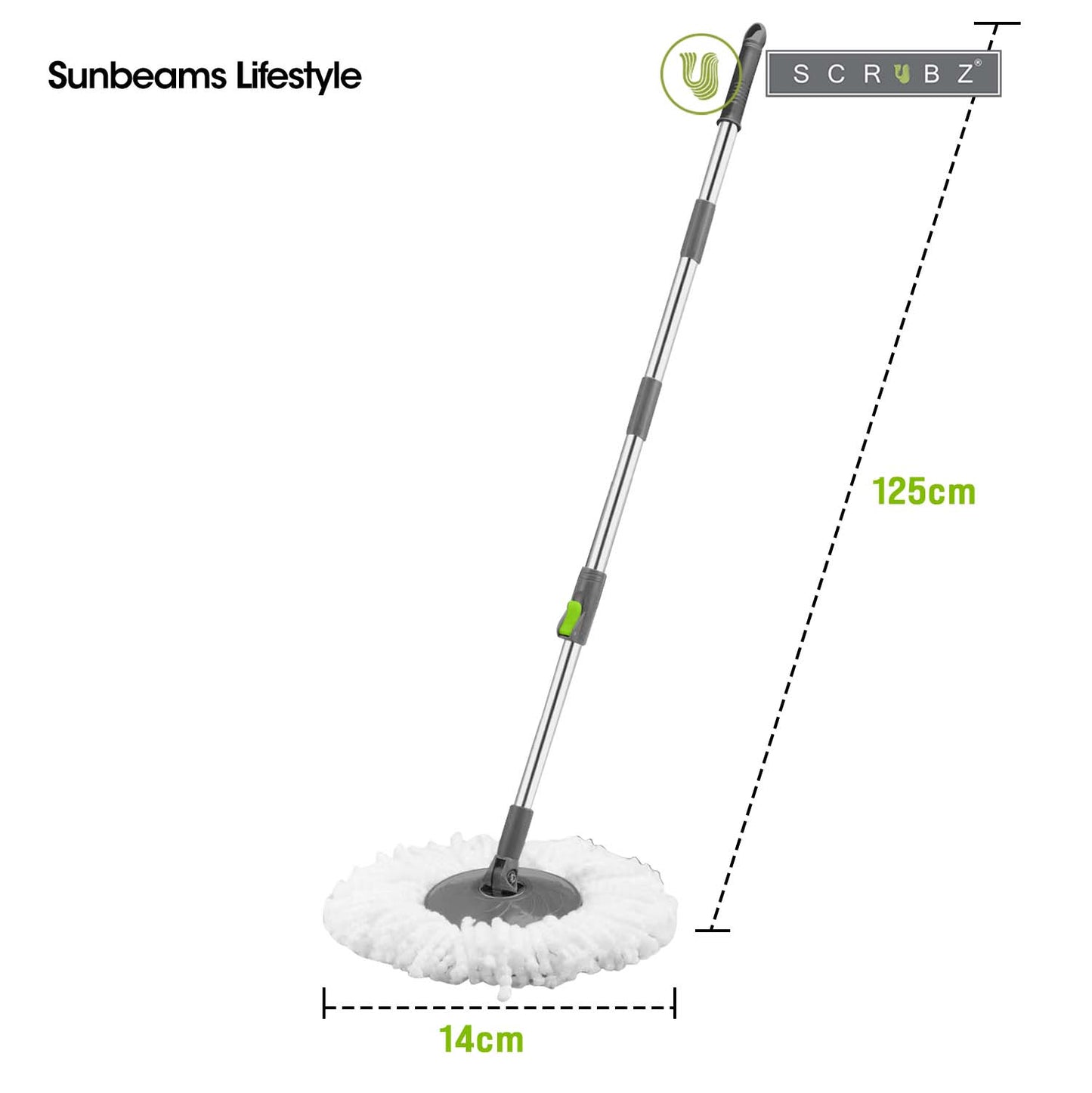 SCRUBZ Premium Microfiber Spin Magic Mop with Spinner 4L