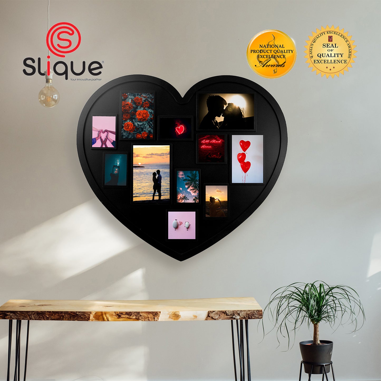 SLIQUE Collage Picture Frame - Heart Shaped Photo Display Picture Holde