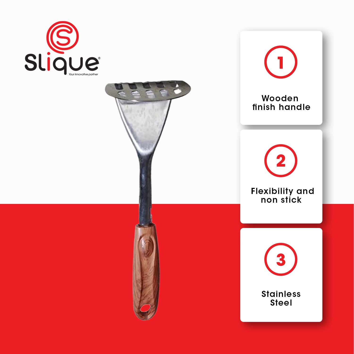 SLIQUE Premium Stainless Steel Serving Spoon, Skimmer, Ladle, Slotted Spoon, Turner, Hamburger Turner, Spaghetti Spoon
