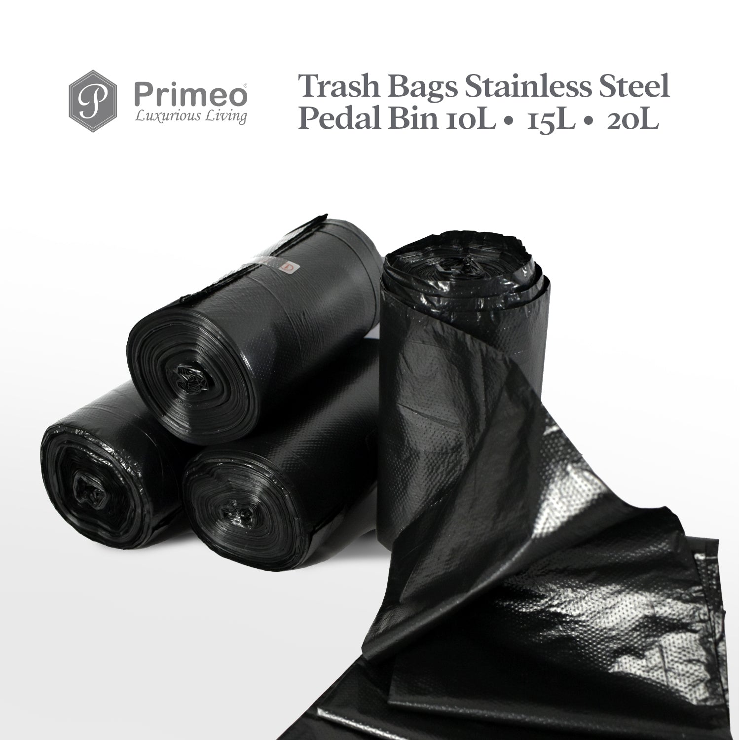 Primeo Trash Bin with 120 pcs Disposable Trash Bags