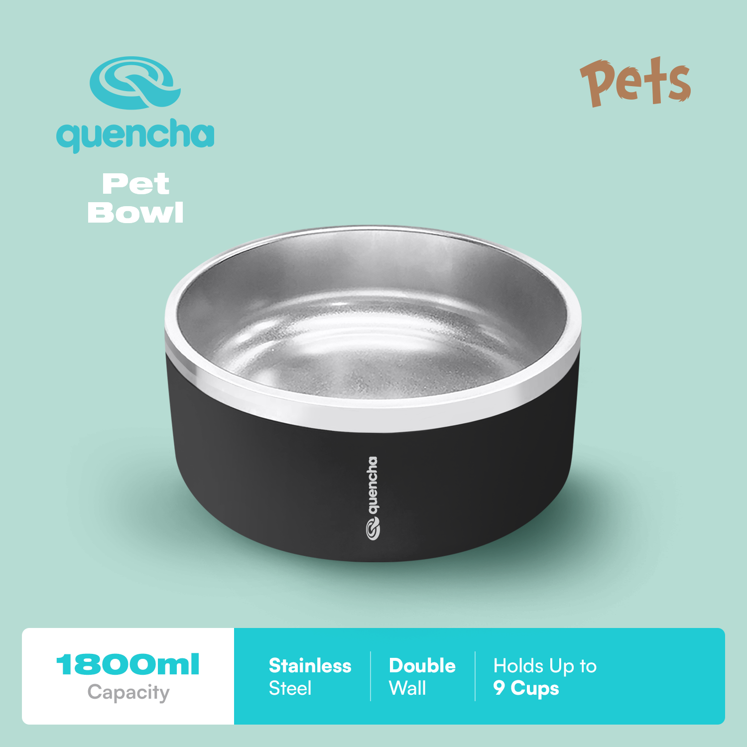 Quencha Double Wall Stainless Steel Pet Bowl