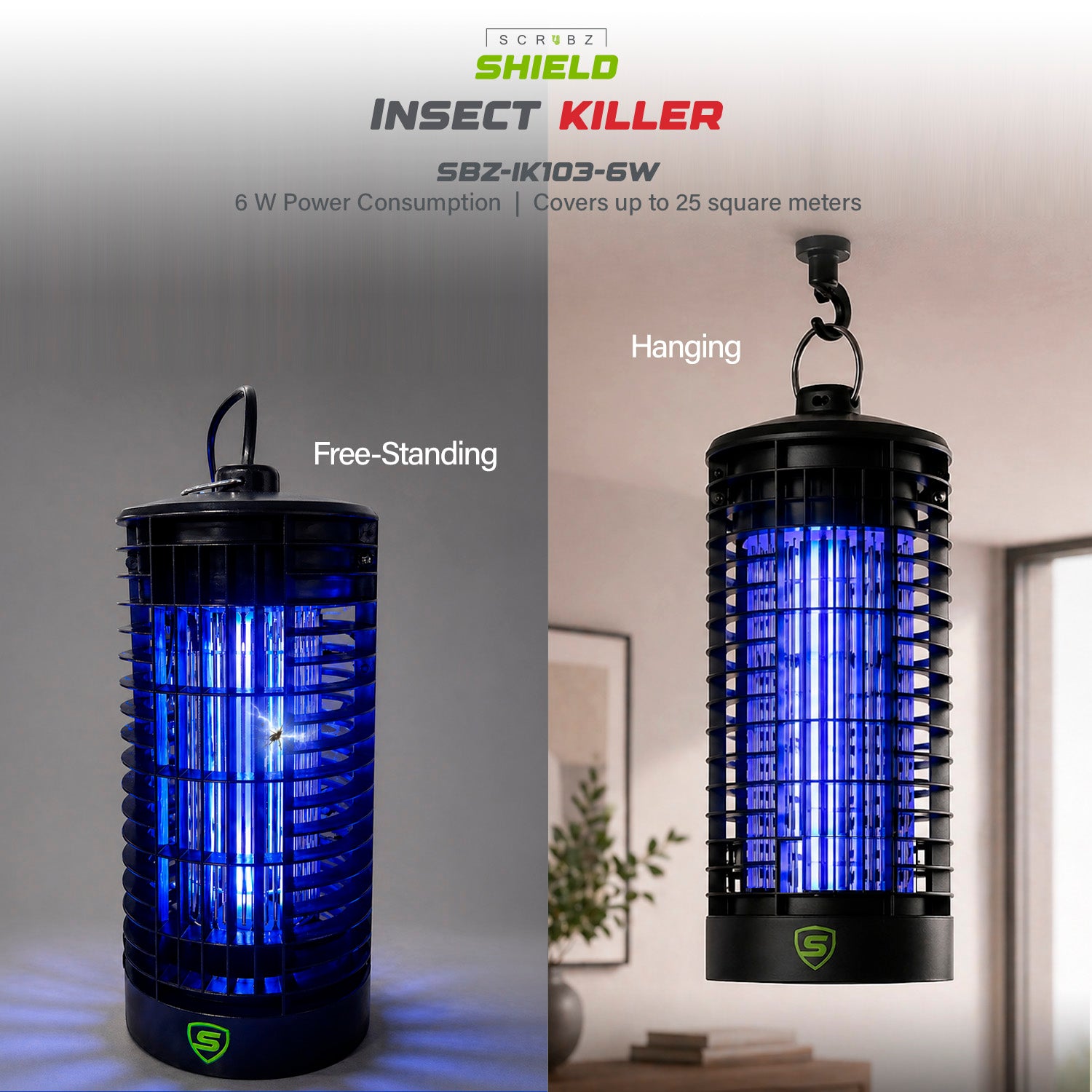 SCRUBZ SHIELD Electric Insect Killer 6W 10W Dual Tube UV Mosquito Killer Lamp  Indoor Bug Zapper Home Protection