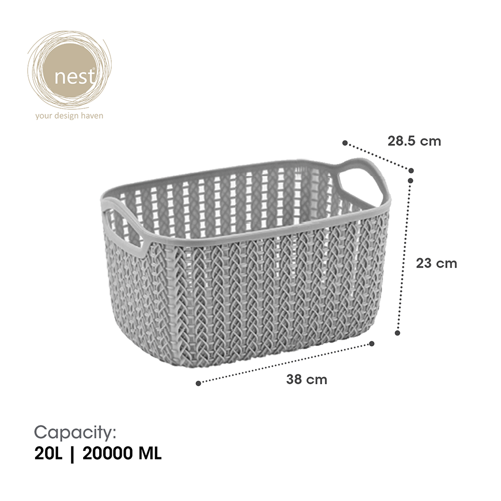 NEST DESIGN LAB Premium Knit Basket Storage Basket Modern Italian Design Amazing Gift Idea For Any Occasion! (Grey)