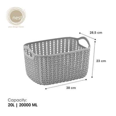 NEST DESIGN LAB Premium Knit Basket Storage Basket Modern Italian Design Amazing Gift Idea For Any Occasion! (Grey)