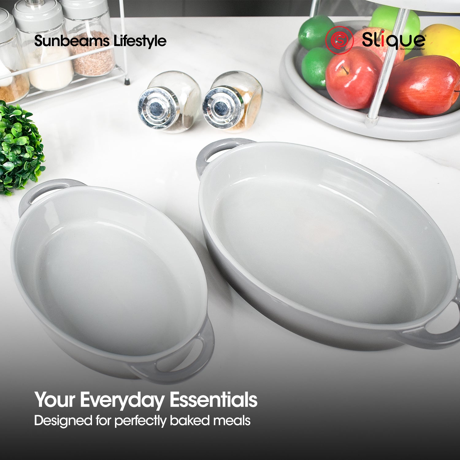 SLIQUE Marble Glass Baking Dish Oval | Round | Rectangle | Square | Small & Large Serving Dish