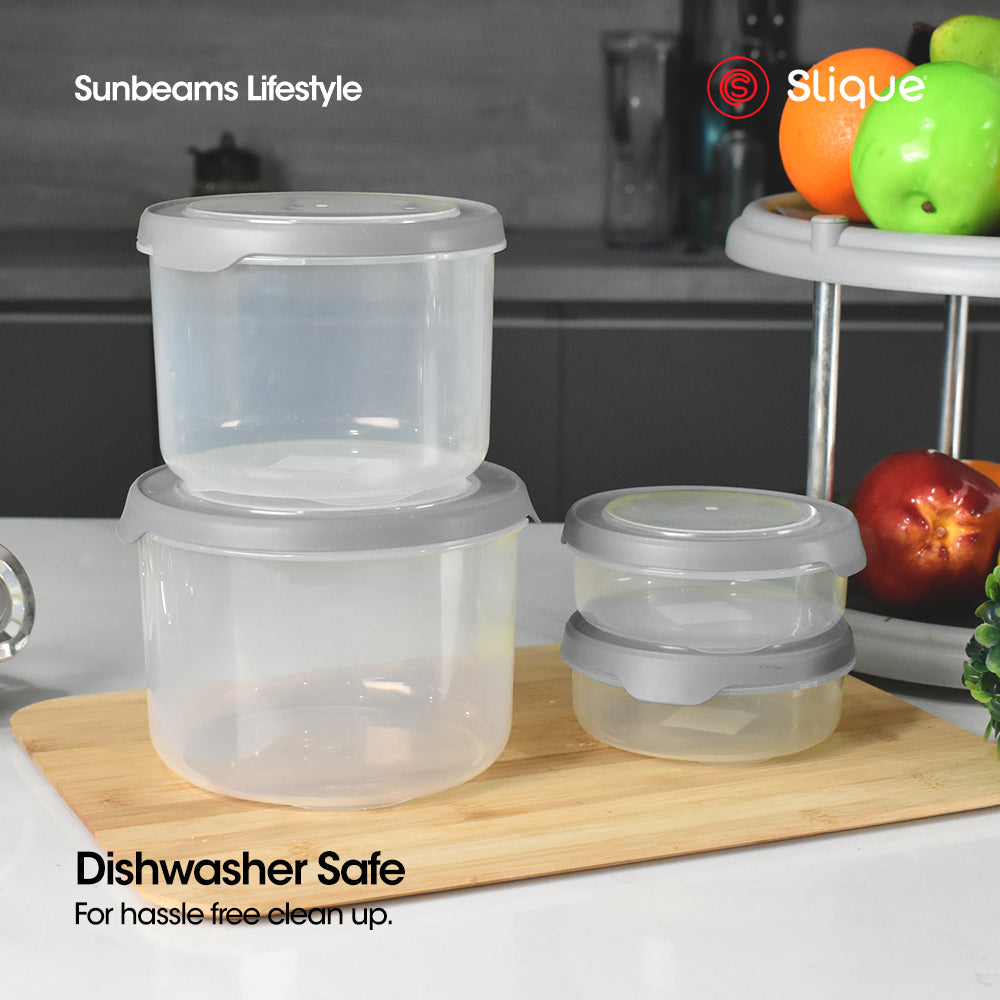SLIQUE Food Container [Set of 4] Food Canister Food Keeper Food Jar Storage Round