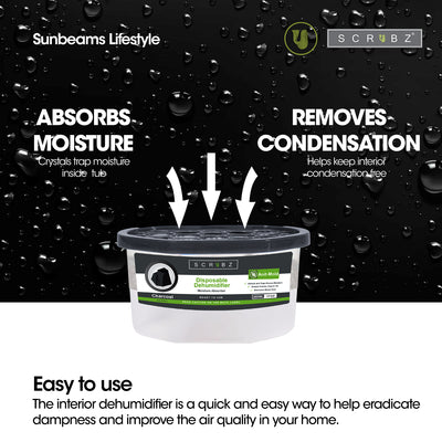 SCRUBZ Premium Disposable Dehumidifier Charcoal Dehumidifier, Air Moisturizer 400ml 3pcs Set - Heavy Duty Cleaning Essentials