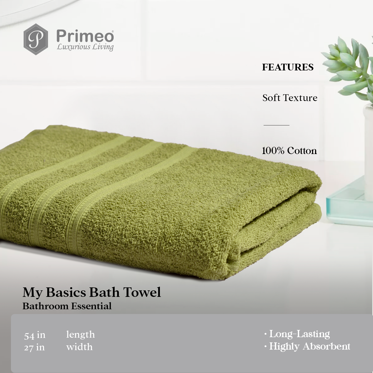 PRIMEO MY BASICS 100% Cotton Bath Towel