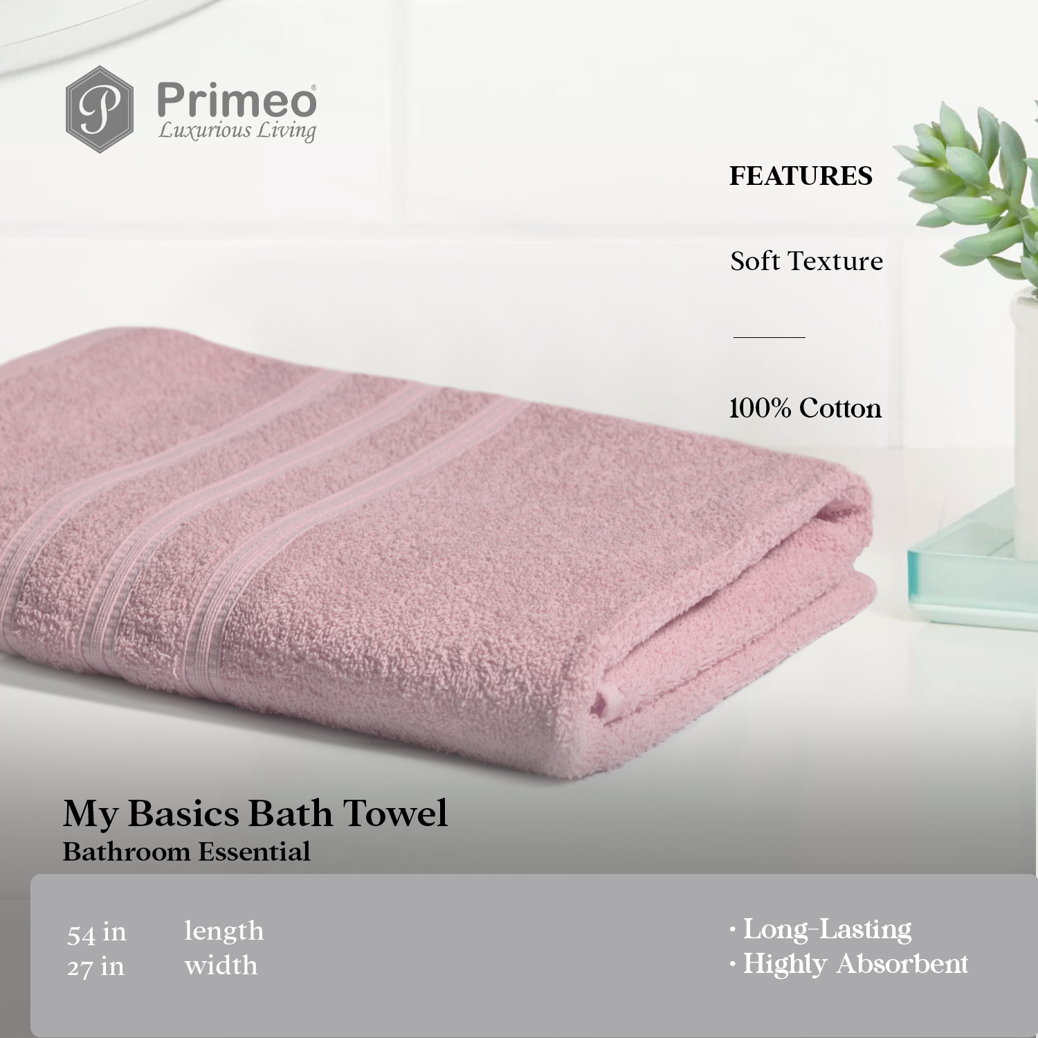 PRIMEO MY BASICS 100% Cotton Bath Towel