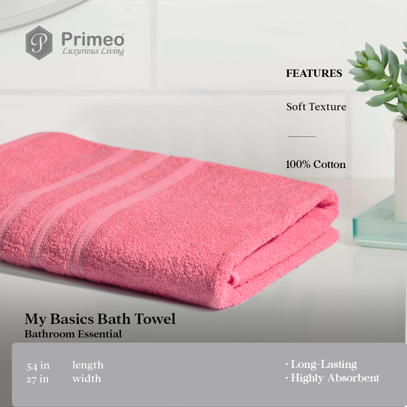 PRIMEO MY BASICS 100% Cotton Bath Towel