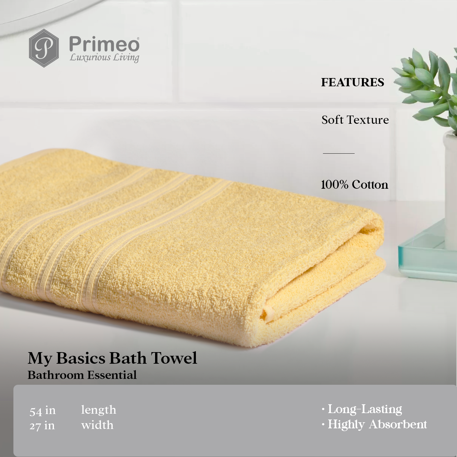 PRIMEO MY BASICS 100% Cotton Bath Towel