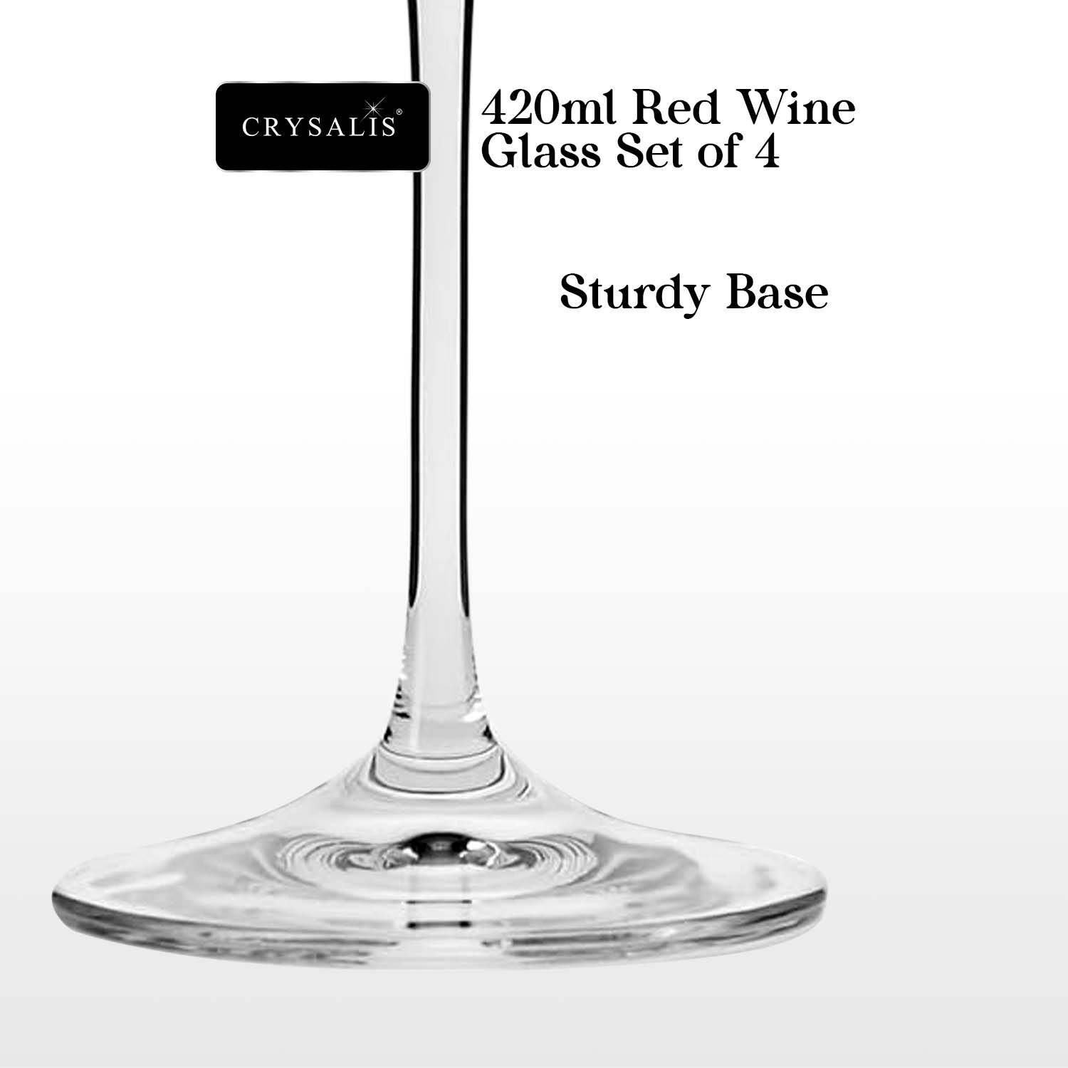 CRYSALIS Premium 420ml Red Wine Glass Set of 4 – Lead-Free Crystal Stemware Long Stem Elegant Drinking Glass