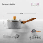 SLIQUE Avotech Marble Non-Stick Cookware Set – Fry Pan, Saucepan & Dutch Oven Induction Base | Scratch-Resistant Coating