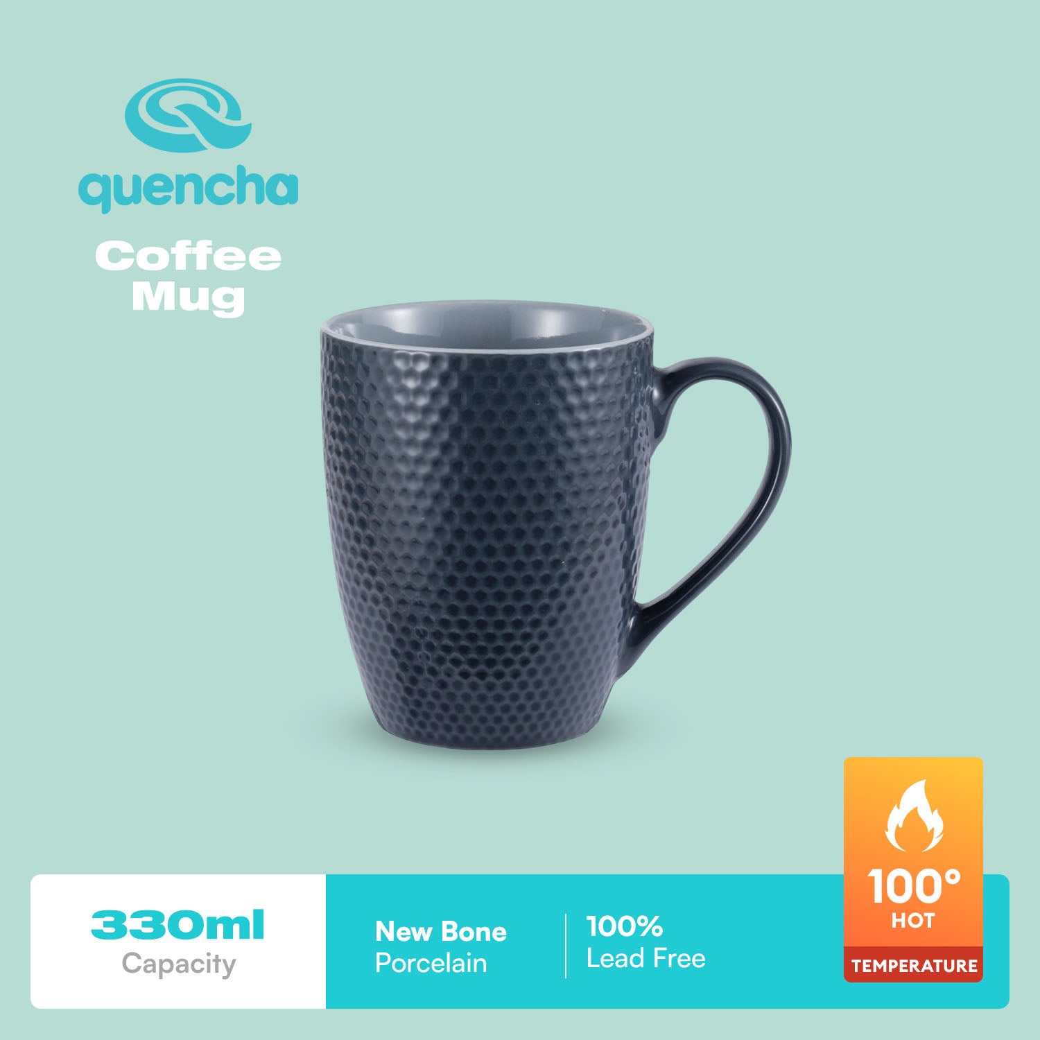 QUENCHA Horizon New Bone Porcelain Textured Mugs With Comfortable Grip & Gifting Appeal