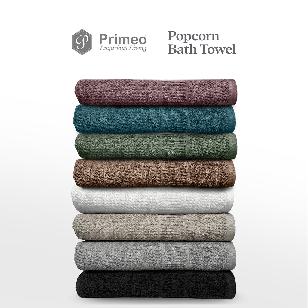 Primeo 100% Cotton Bath Towel - Popcorn Weave Collection Towels