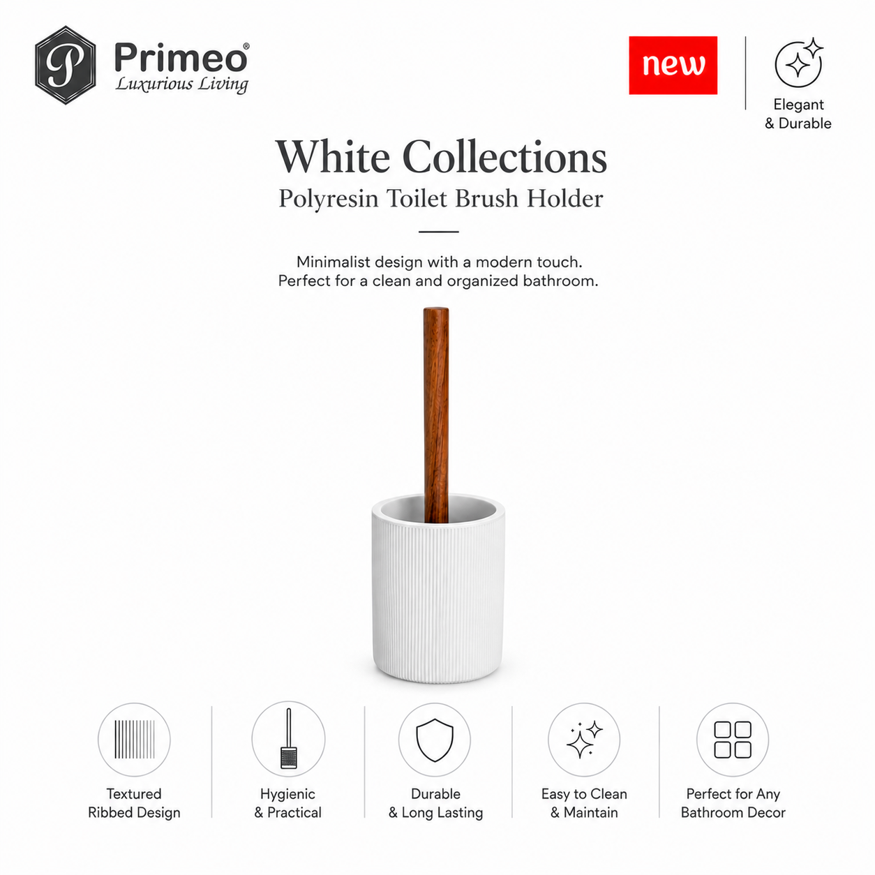 PRIMEO Bathroom Accessories Polyresin Bathroom Set Soap Dish Tumbler Soap Dispenser Toilet Brush Holder