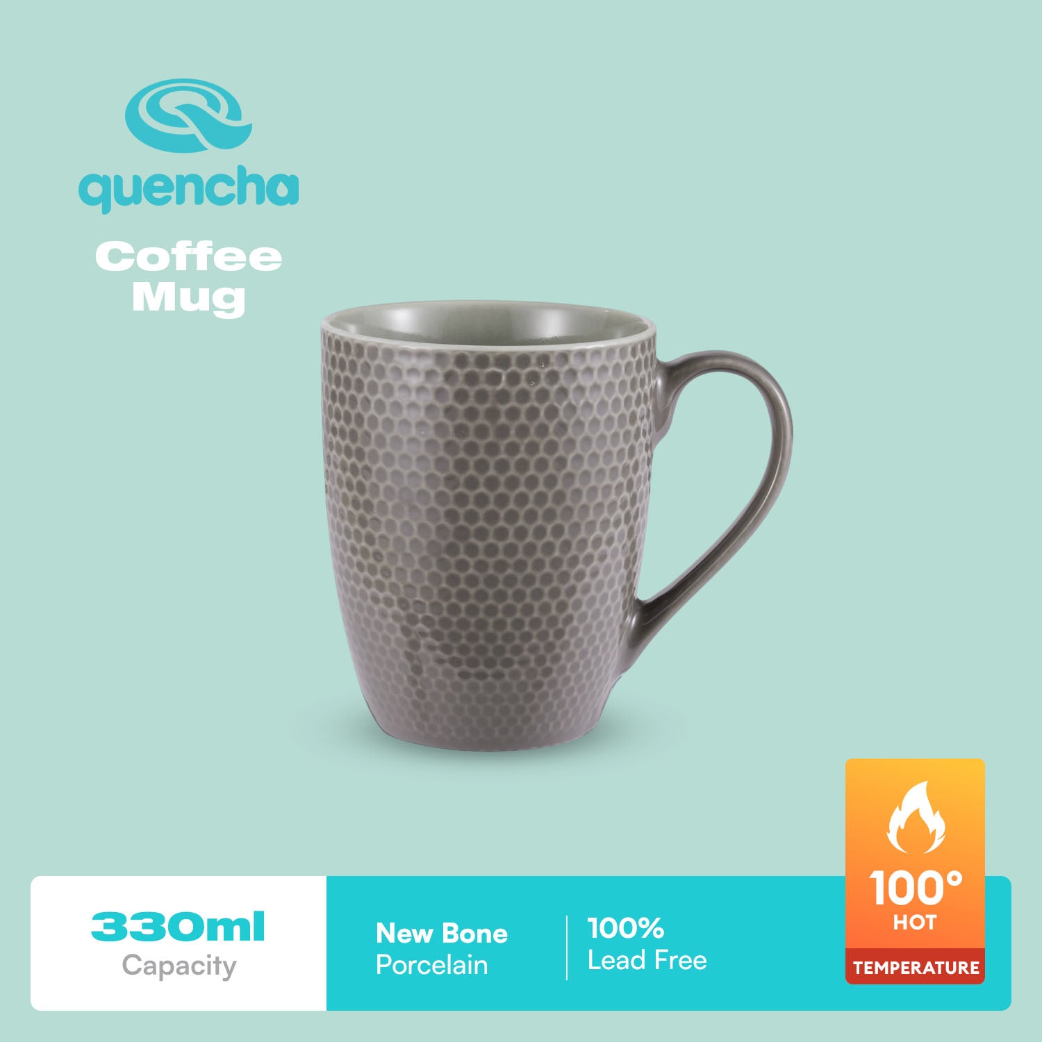 QUENCHA Horizon New Bone Porcelain Textured Mugs With Comfortable Grip & Gifting Appeal