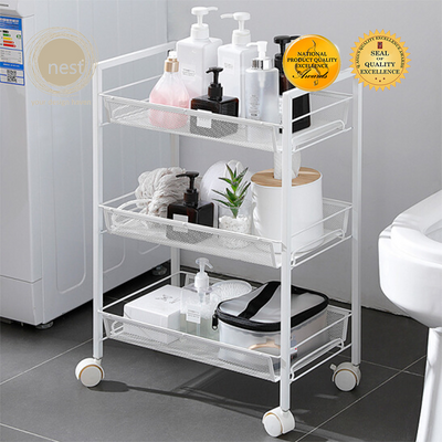 NEST DESIGN LAB Premium Narrow Kitchen Storage Trolley Cart - White