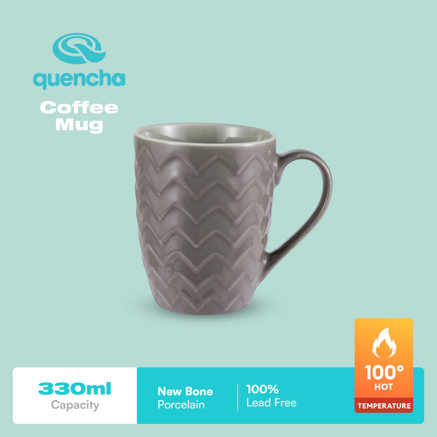 QUENCHA Horizon New Bone Porcelain Textured Mugs With Comfortable Grip & Gifting Appeal