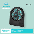QUENCHA Portable Desk Fan 2000mAh Rechargeable Mini Fan
