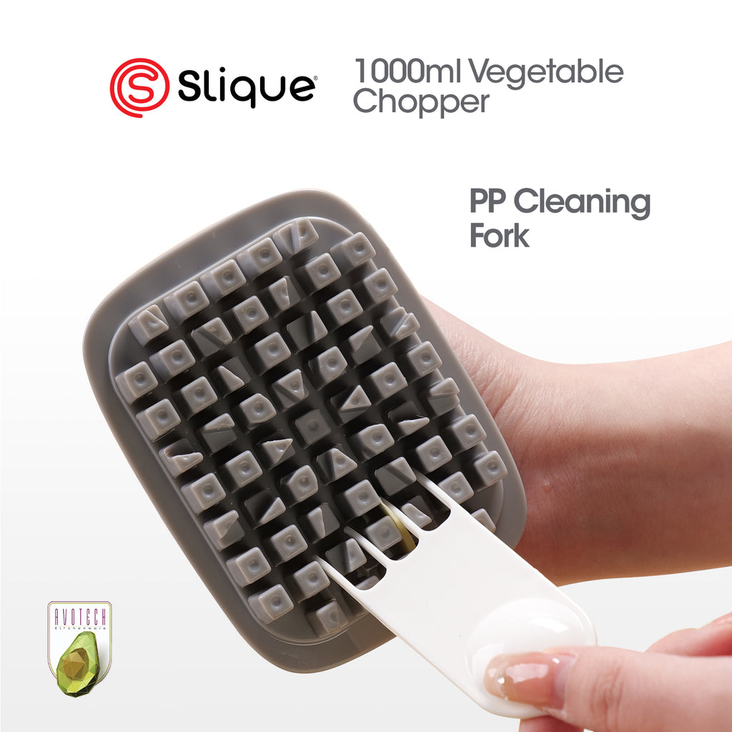Slique AvoTech 1000ml Push Down Vegetable Chopper — Multi-Function Dicer, Onion & Fruit Cutter Kitchen Tool