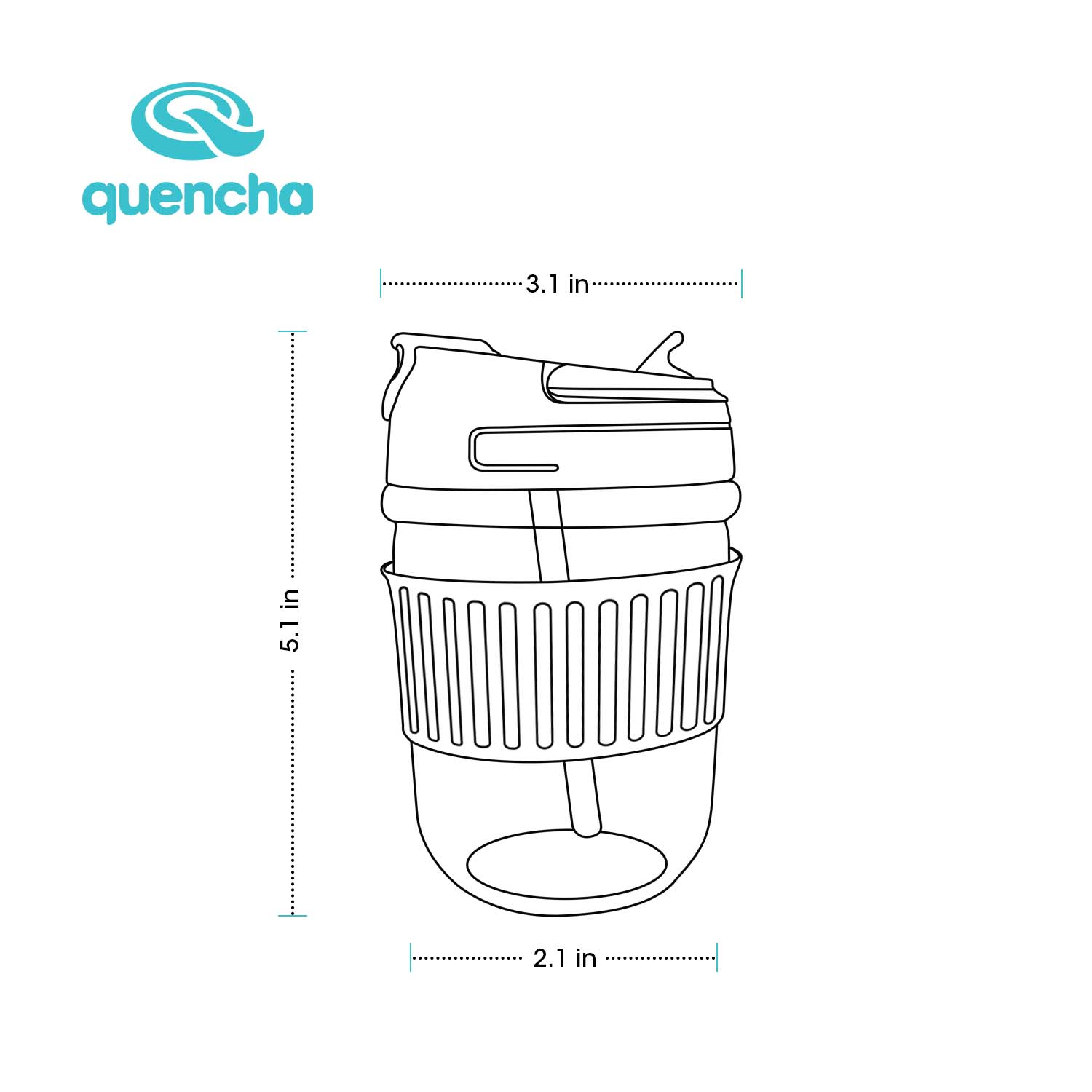 Quencha 12oz Glass Coffee Tumbler with Built-in Straw