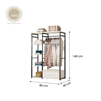 NEST DESIGN LAB Garment Shelf Rack 80x40x140cm Premium | Heavy duty | Durable | Amazing Gift Idea For Any Occasion!
