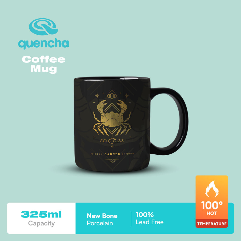 Quencha 325ml Chip Resistant Coffee Mug with Zodiac Design Porcelain Coffee Cup