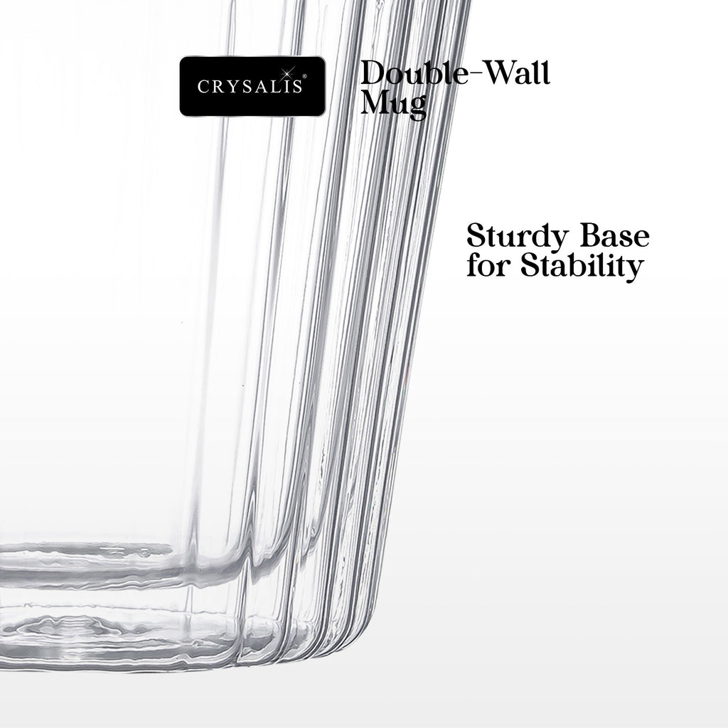 Crysalis Borosilicate Double-Wall Insulated Glass Coffee Mug, Grande Mug, Espresso Mug – Set of 2