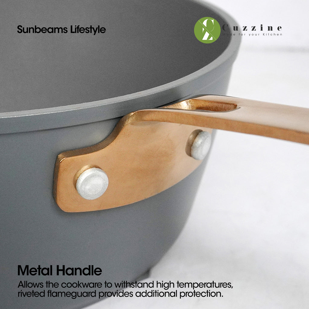 Cuzzine by Slique Forged Frypan Wok pan Sauce Pan Dutchoven with Tempered Glass Lid
