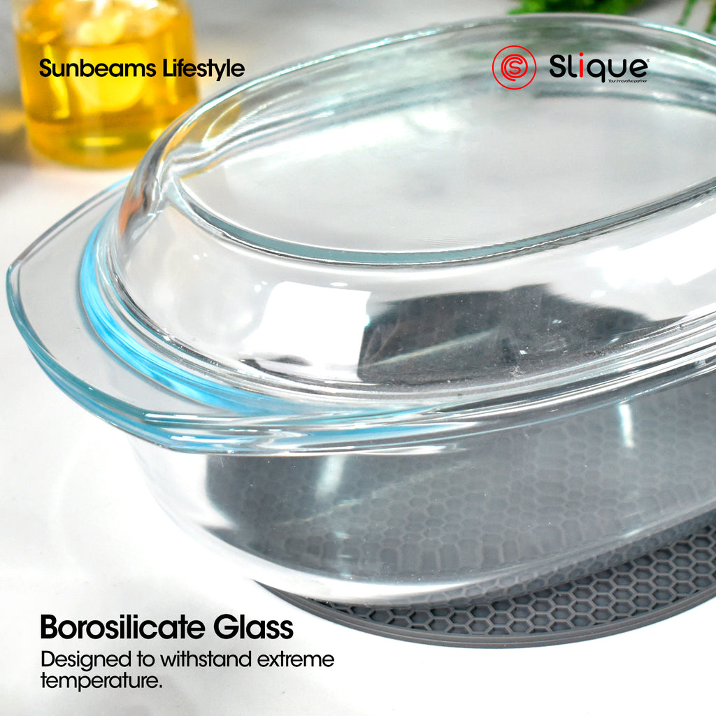 SLIQUE Borosilicate Glass Baking Dish Oven Safe Bakeware Casserole Dish with Lid Microwave Safe
