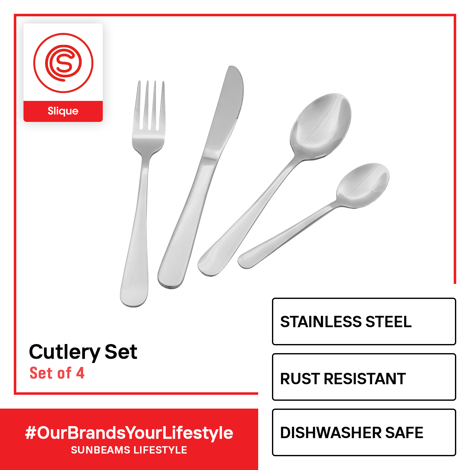 SLIQUE Premium  Stainless Steel Cutlery 4pc