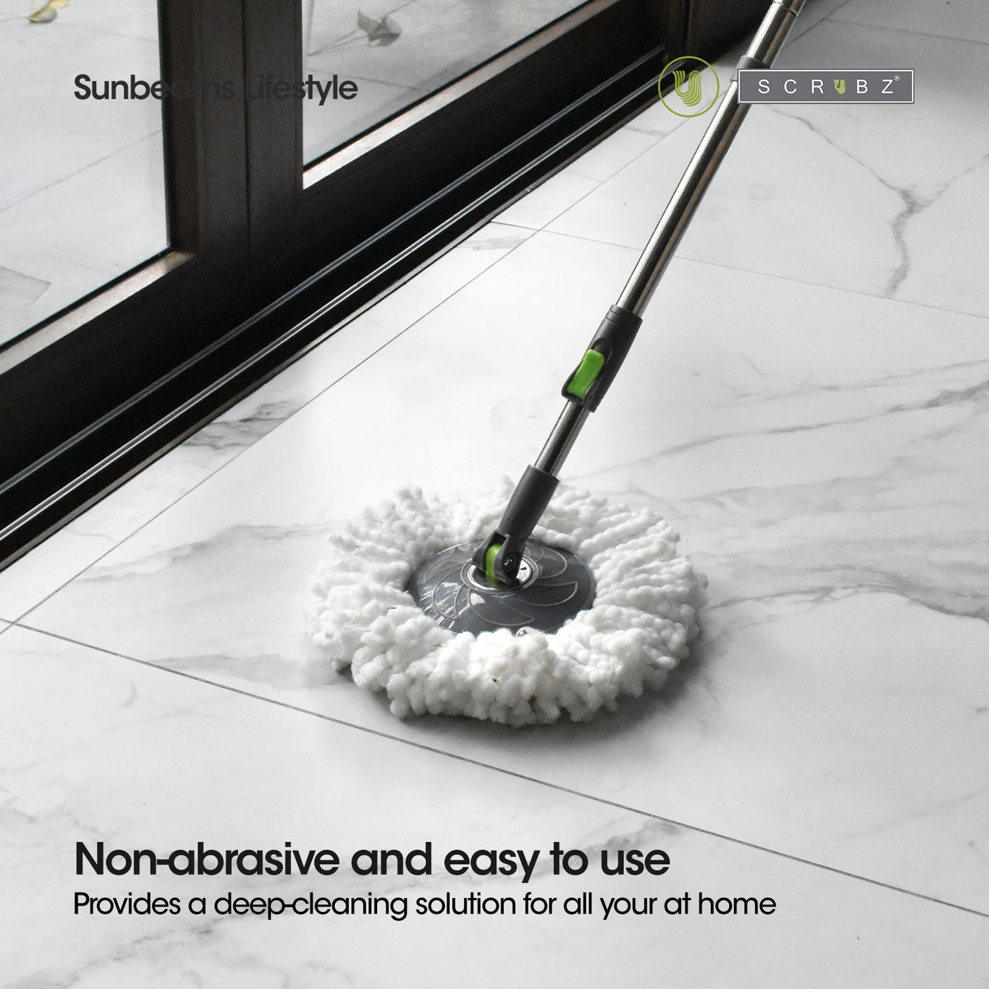 SCRUBZ Premium Microfiber Spin Mop Head Refill [Set of 2] Heavy Duty Cleaning Essentials [14cm] Clean all types of Flooring